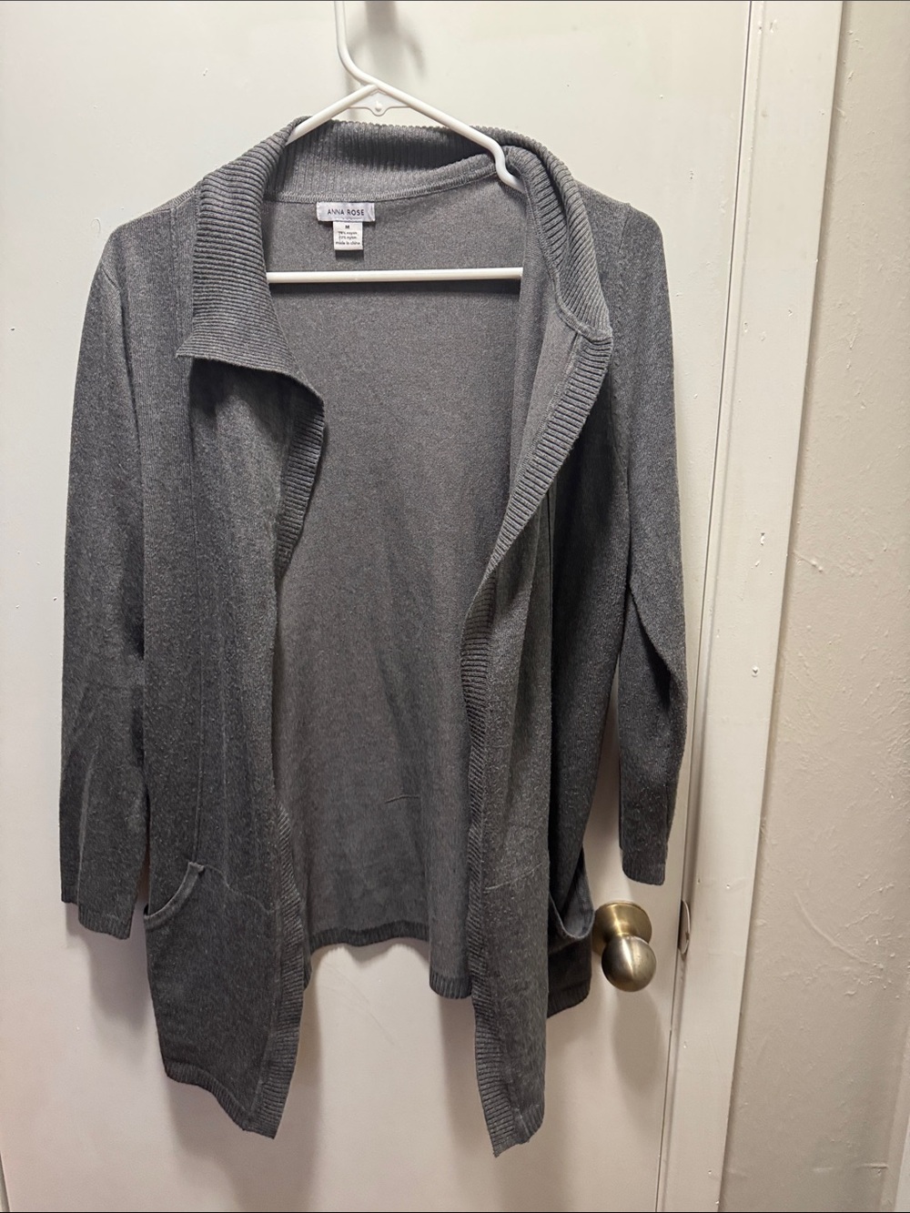 Anna Rose Gray Open-Front Knit Cardigan(6)